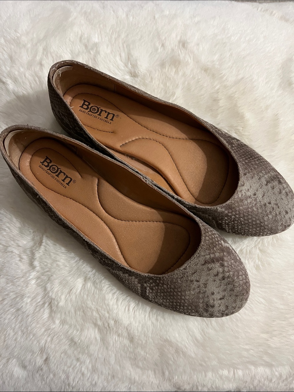 Born Taupe Leather Ballet Flats - Picture 2 of 12